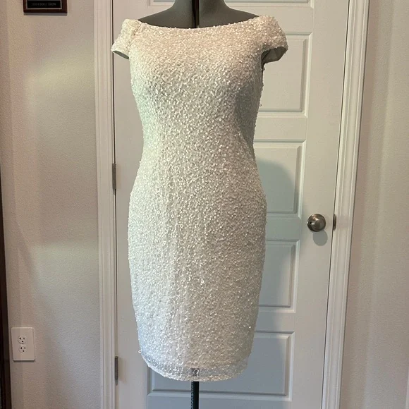 Elegant Off White Sequin Dress - Picture 1 of 6